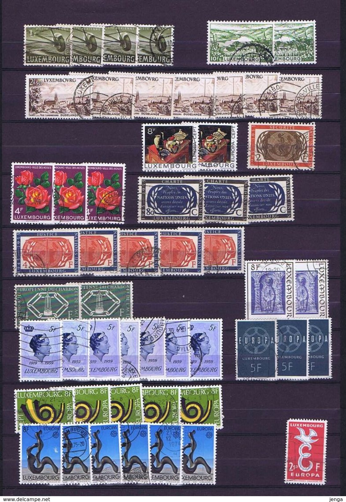 Luxembourg.  Stock Card (2 Scans) With Ca. 225 Used Stamps. - Collections