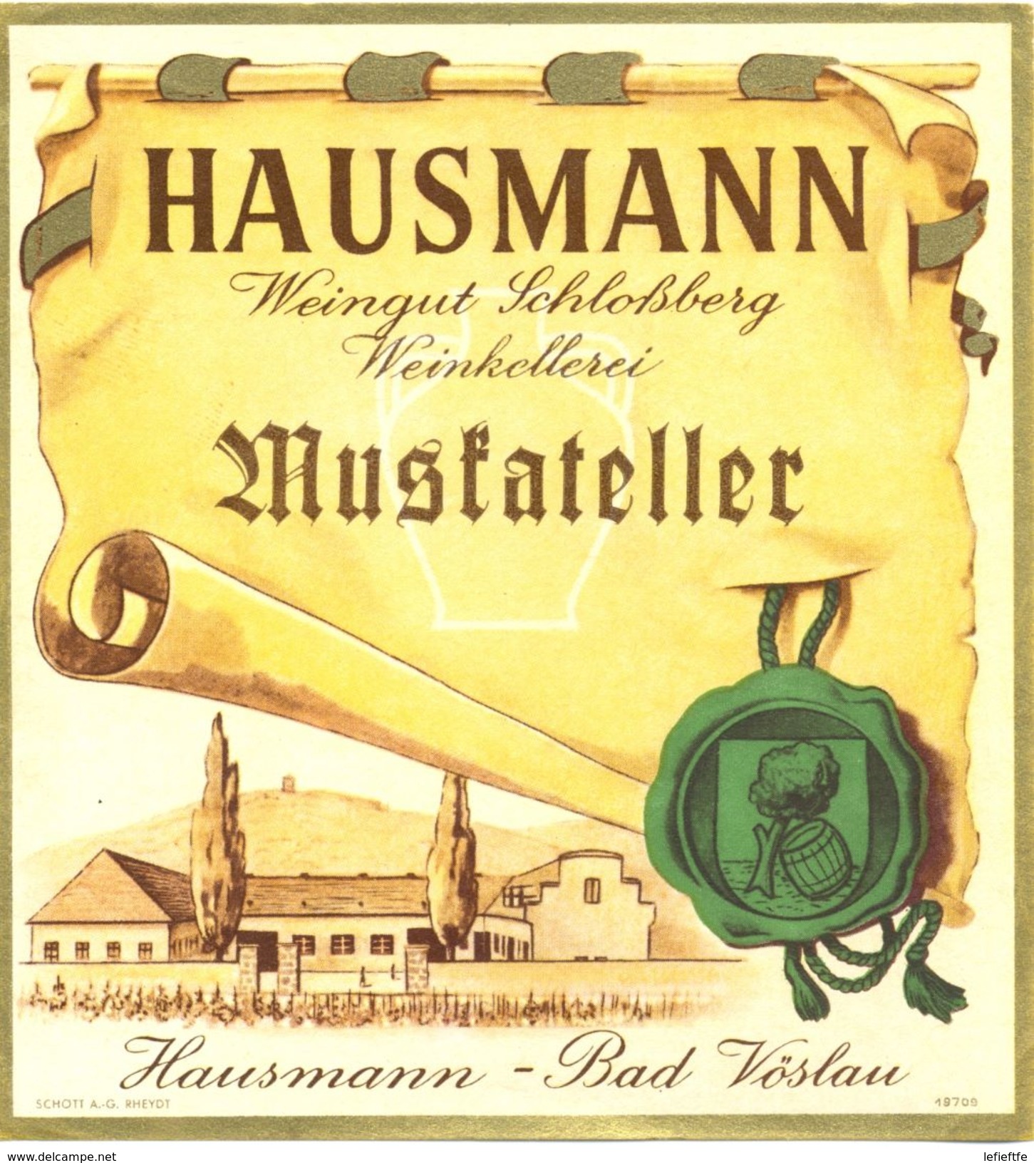 1592 - Autriche - Hausmann - Weingut Schlossberg Weinkellerei -Musfateller - Haussman - Bas Vöslau - Vino Bianco