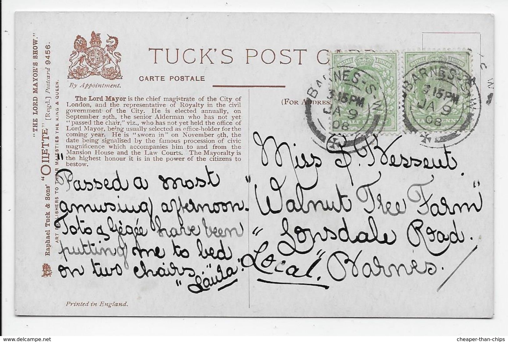 London - Lord Mayor's Show - Tuck Oilette 9456 - 1900-1949