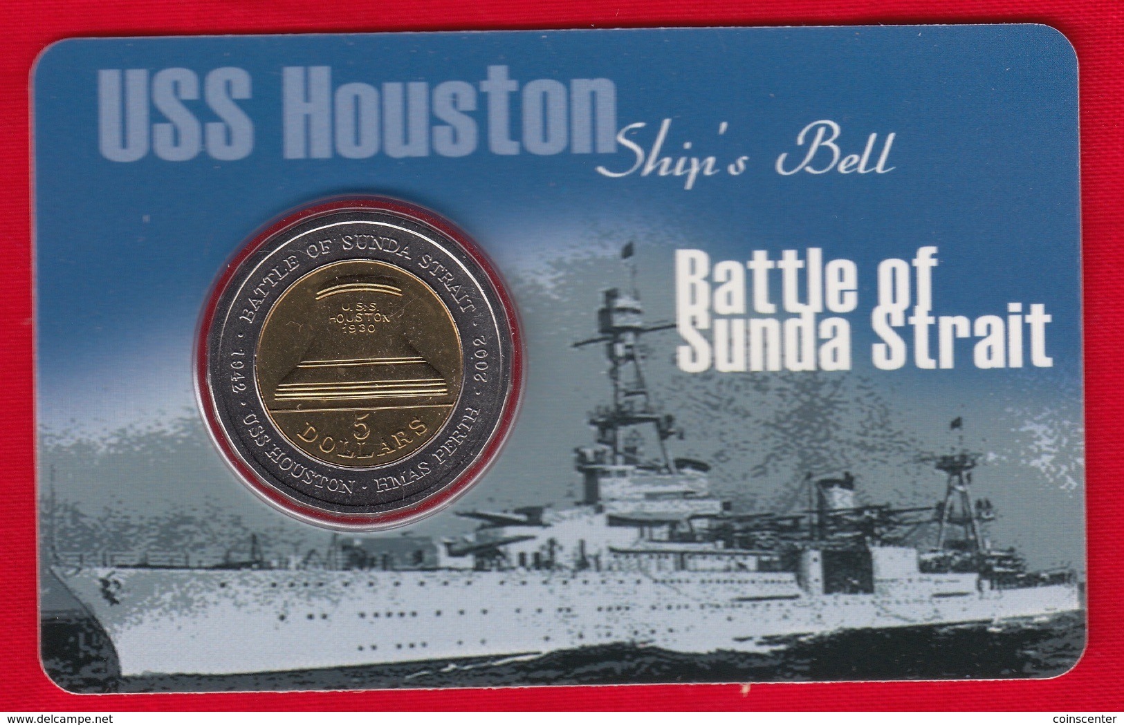 Australia 5 Dollars 2002 Km#601 "Battle Of Sunda Strait" BiMetallic UNC - 5 Dollars