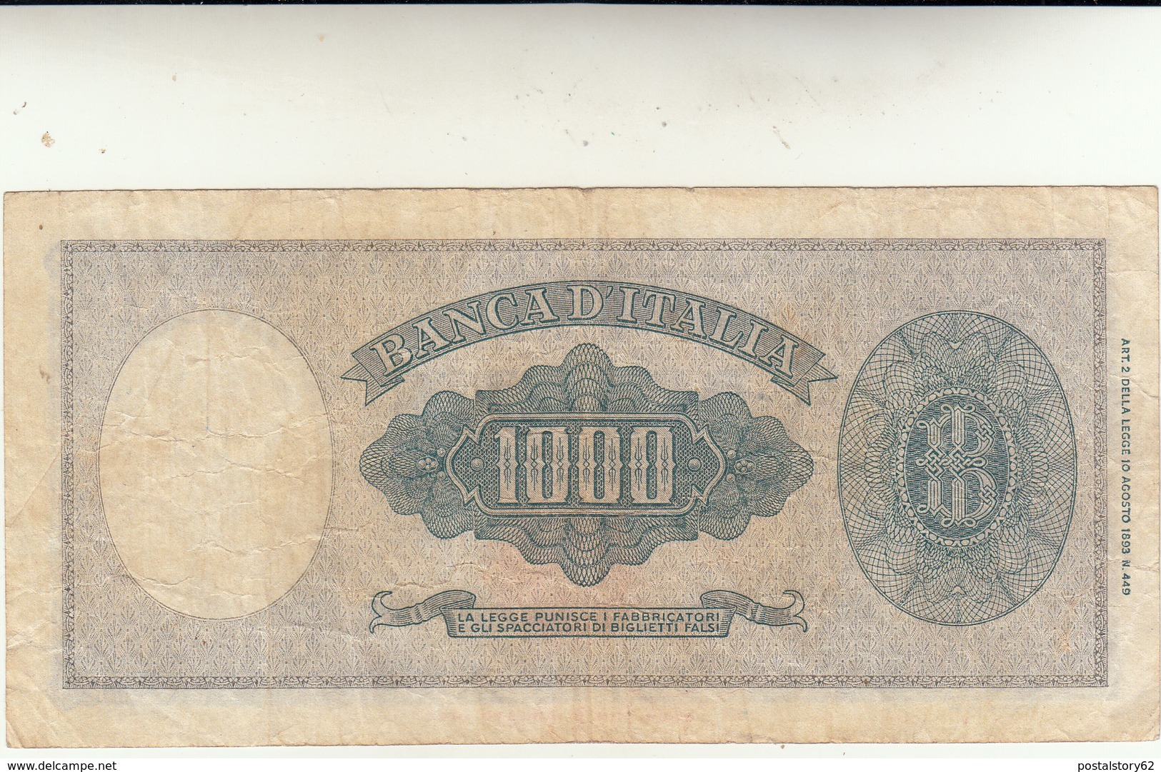 Lire Mille Banca D'Italia Medusa Ornata, Buona Conservazione Integra. Dec. 1948 - 1000 Lire