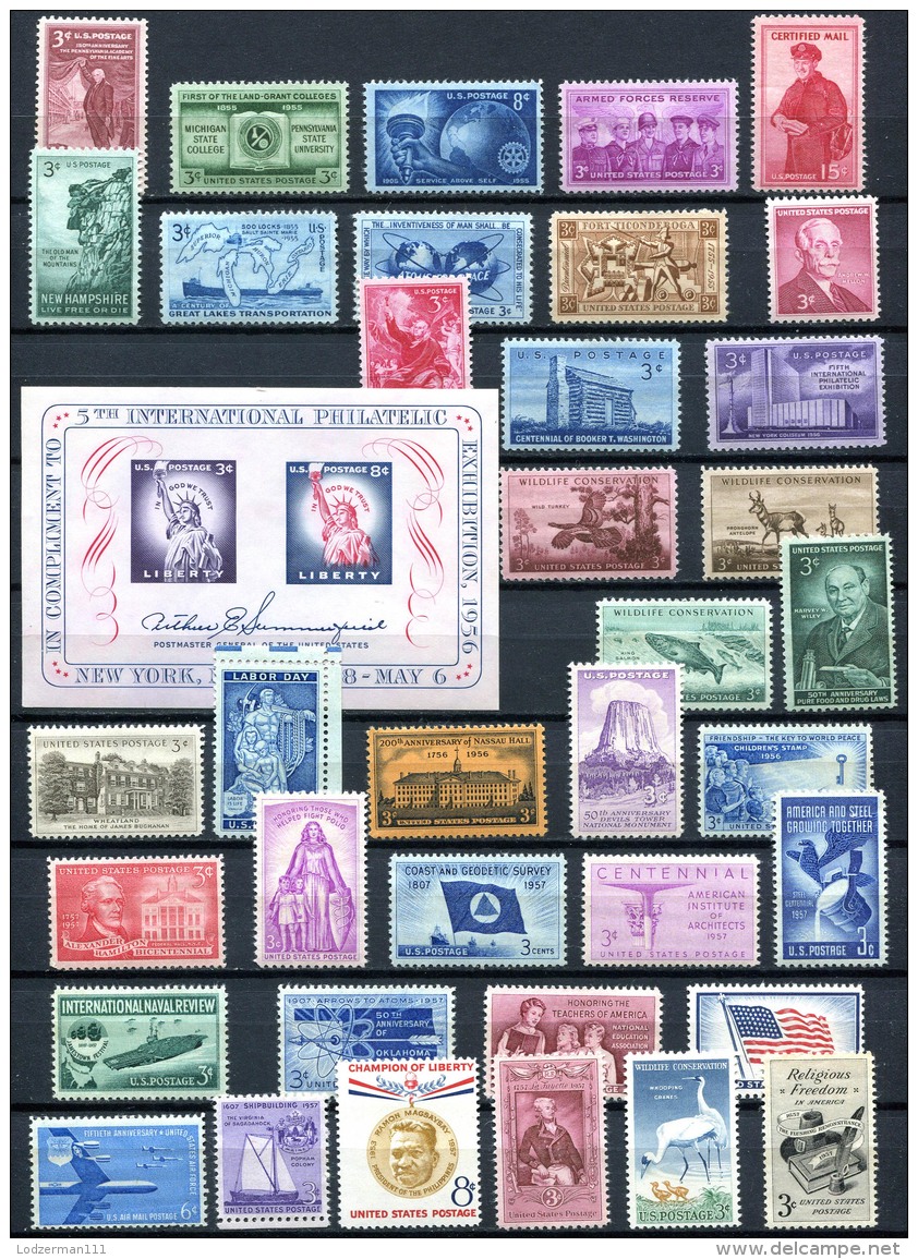 US 1955-57 Compl. - Sc.1064-1099+C49+FA1 (Mi.688-722) MNH (postfrisch) VF - Nuovi