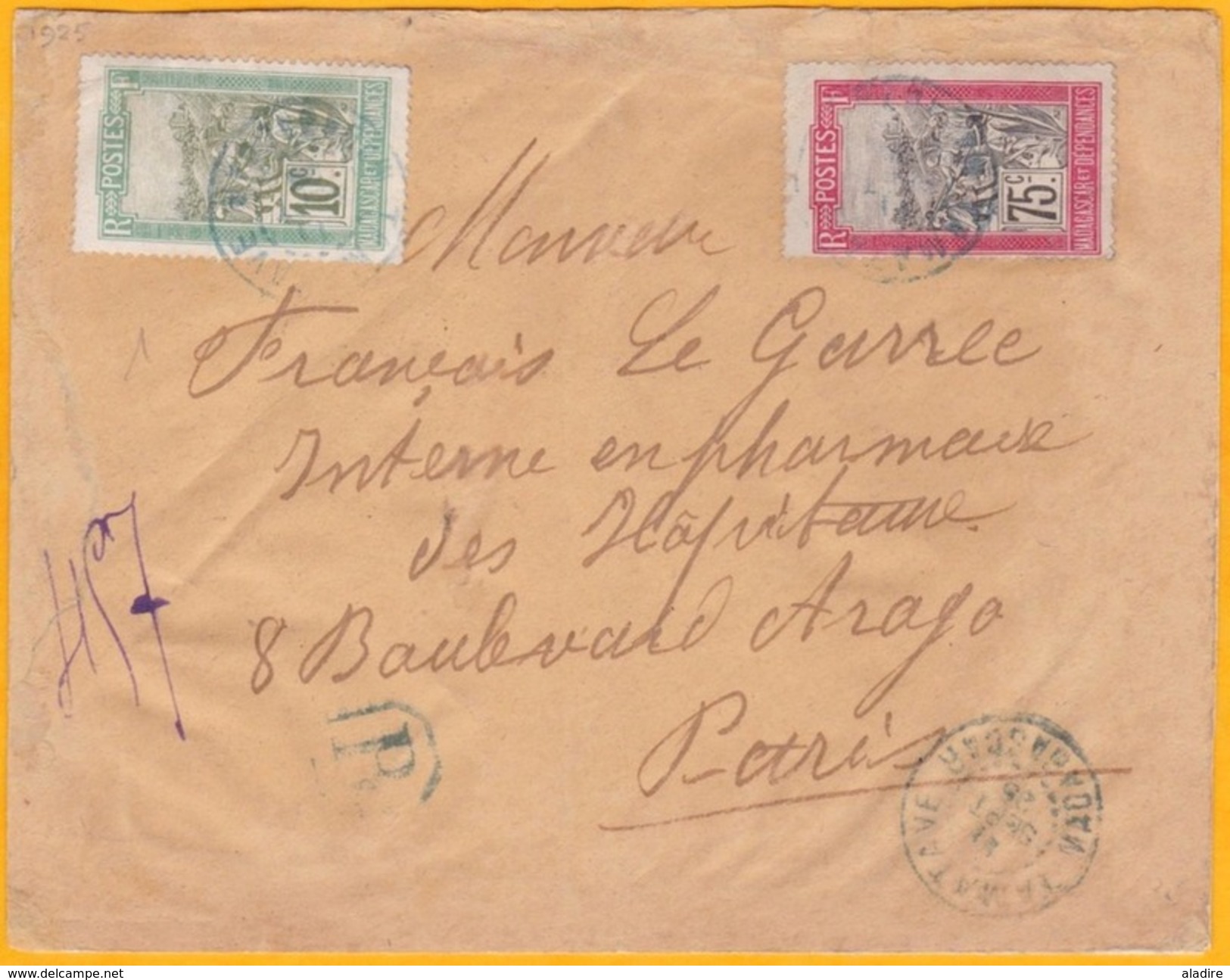 1925 - Madagascar Colonie - Lettre Recommandée De Tamatave Vers Paris - Affranchissement à 85 C - Cad Arrivée - Briefe U. Dokumente