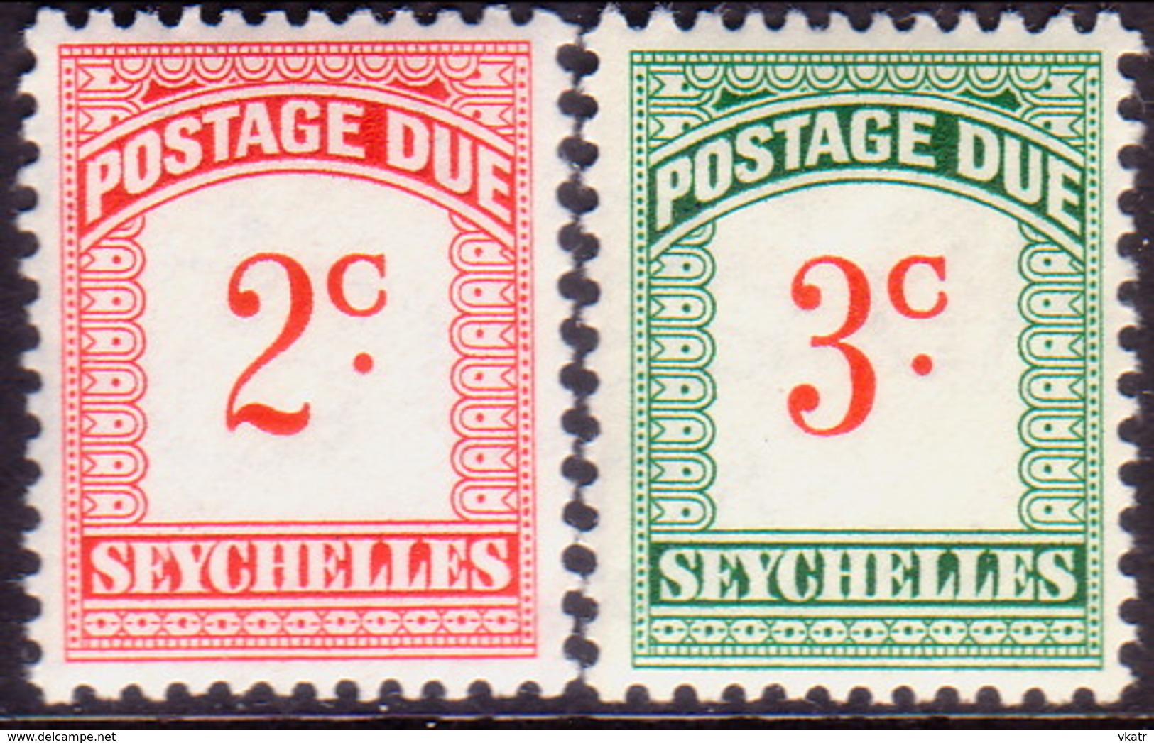 SEYCHELLES 1964 SG #D9-D10 Compl.set MNH Wmk Mult Block CA Postage Due - Seychelles (...-1976)