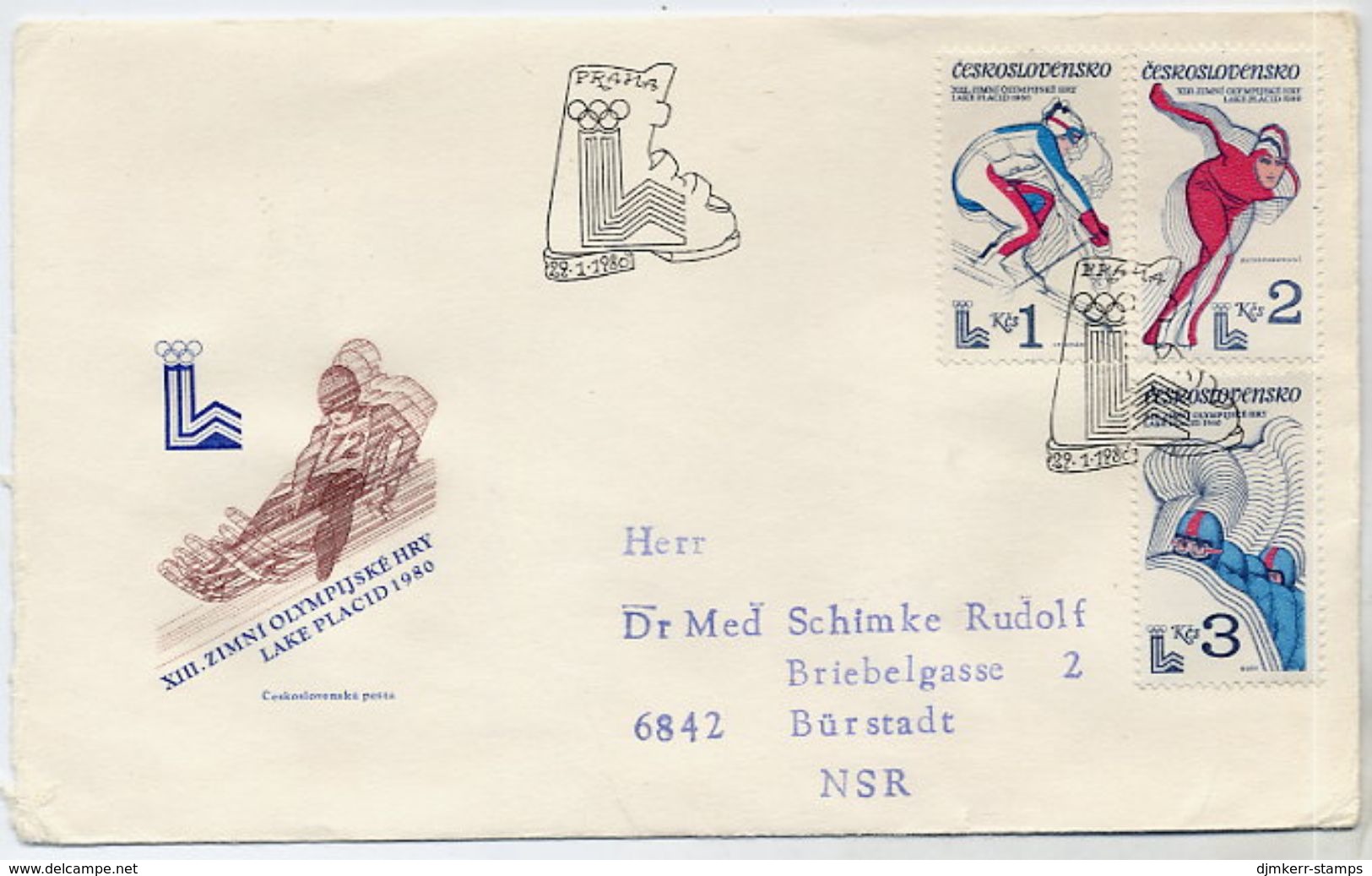 CZECHOSLOVAKIA 1980 Winter Olympic Games On FDC.  Michel 2544-46 - FDC