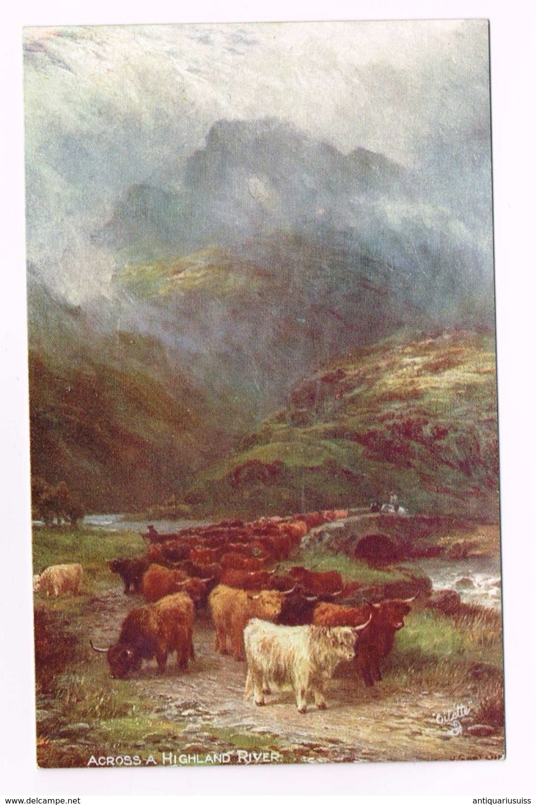 IN THE SCOTTISH HIGHLANDS - Scotland -ACROSS A HIGHLAND RIVER -  TUCK'S POST CARD - Peintures & Tableaux