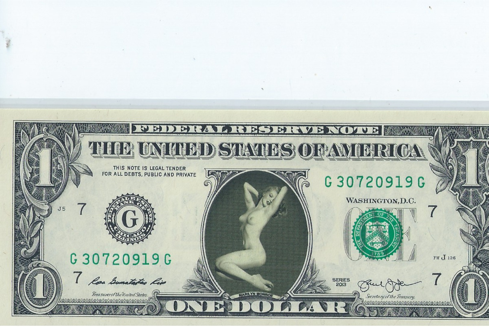 BILLET 1 Dollar Americain Vrais Billet     Marling Monroe - Essais Privés / Non-officiels