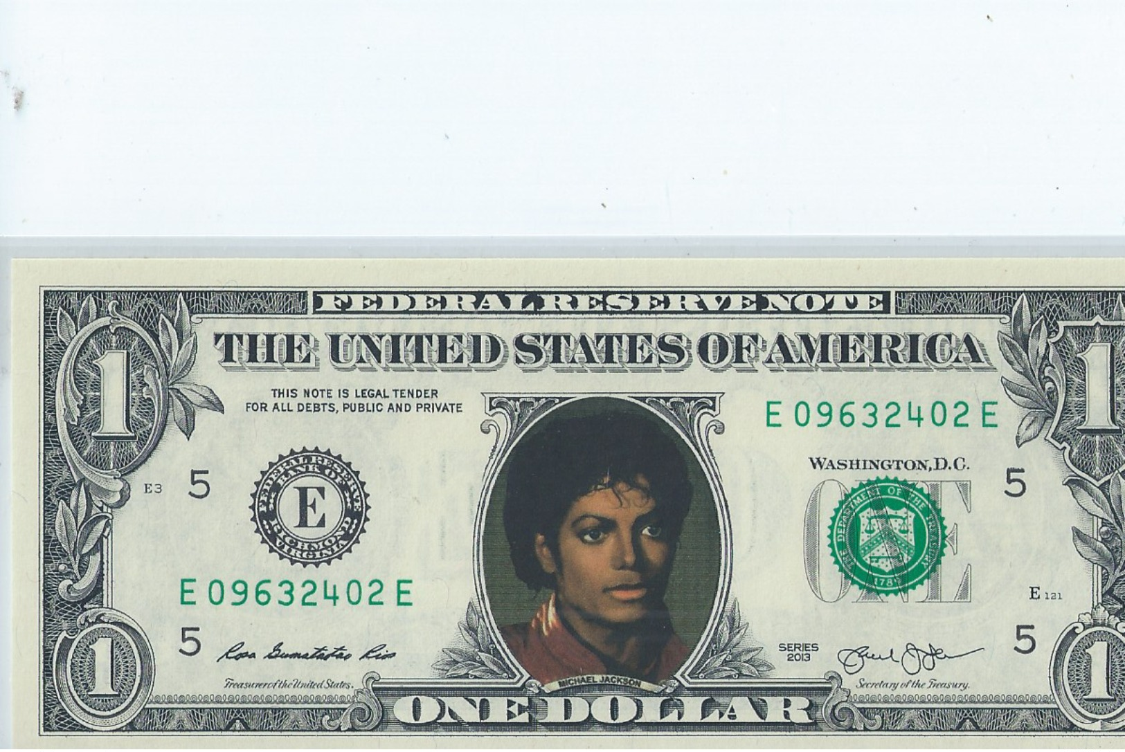 BILLET 1 Dollar Americain Vrais Billet   Michael Jackson - Essais Privés / Non-officiels