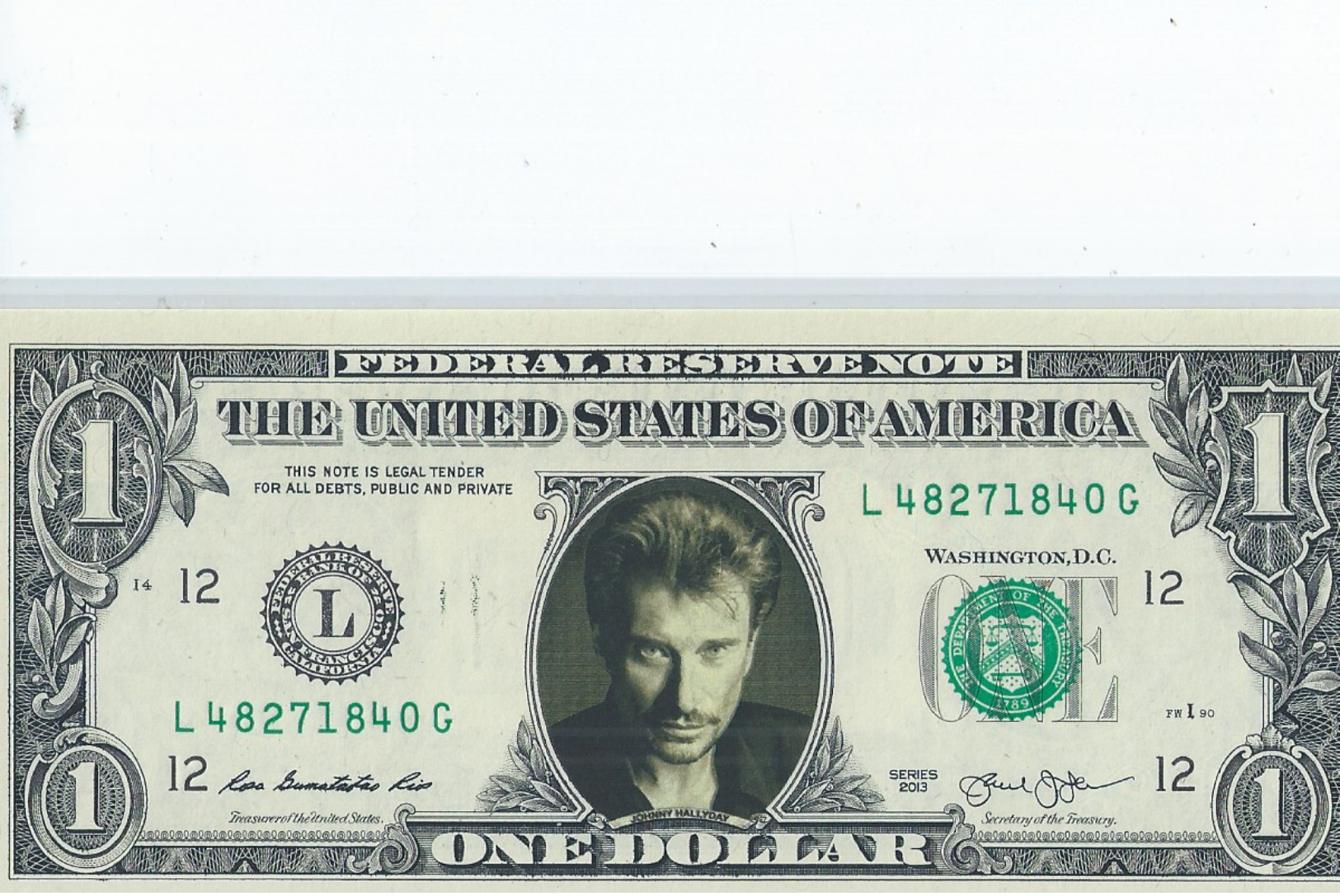 BILLET 1 Dollar Americain Vrais Billet Johnny Halliday - Private Proofs / Unofficial