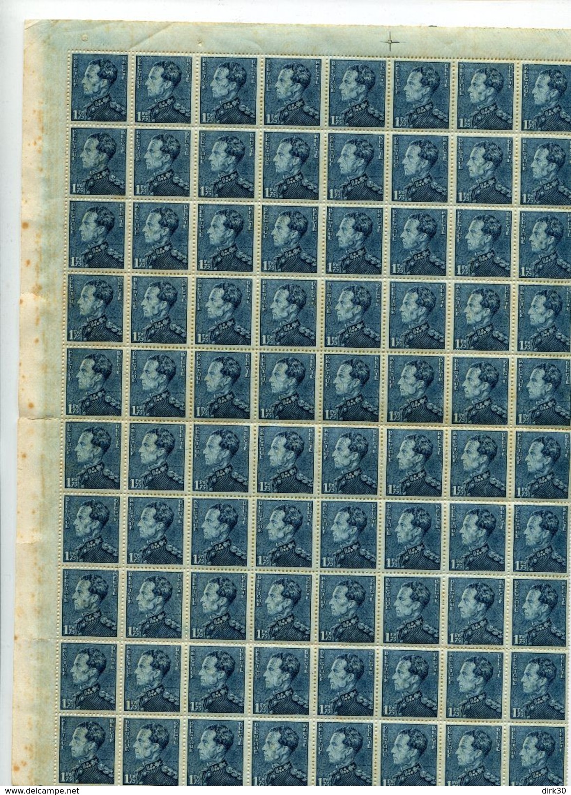 Belgie 430d 1.75fr Gele Gom Poortman Veldeel 80 Zegels RR MNH OCB +960€ Mooie Nuance (roest, Zie Scan) - 1936-1951 Poortman