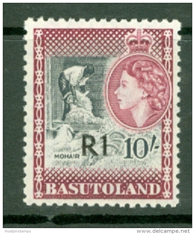 Basutoland: 1961   QE II - Pictorial - Surcharge   SG68a   1R On 10/-  [Type II] MH - 1933-1964 Kronenkolonie