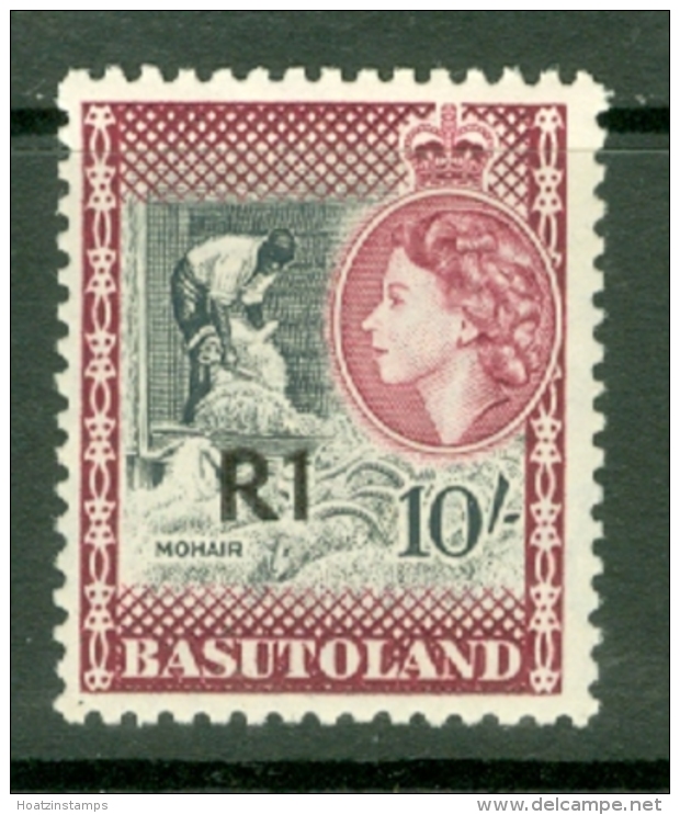Basutoland: 1961   QE II - Pictorial - Surcharge   SG68b   1R On 10/-  [Type III] MH - 1933-1964 Crown Colony