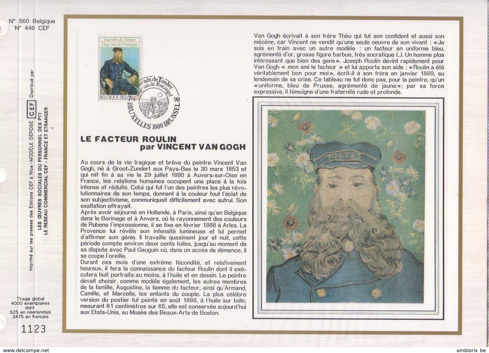 Carte Max CEF Soie 2365 Vincent Van Gogh - Journée Du Timbre - 1981-1990