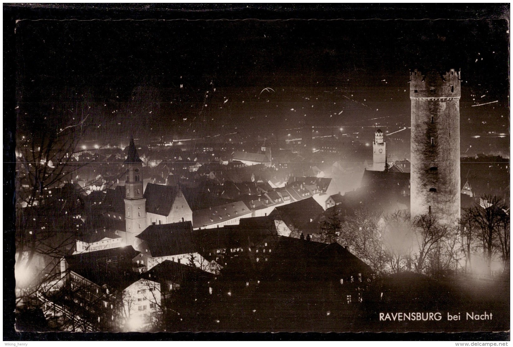 Ravensburg - S/w Blick Von Der Veitsburg Bei Nacht - Ravensburg