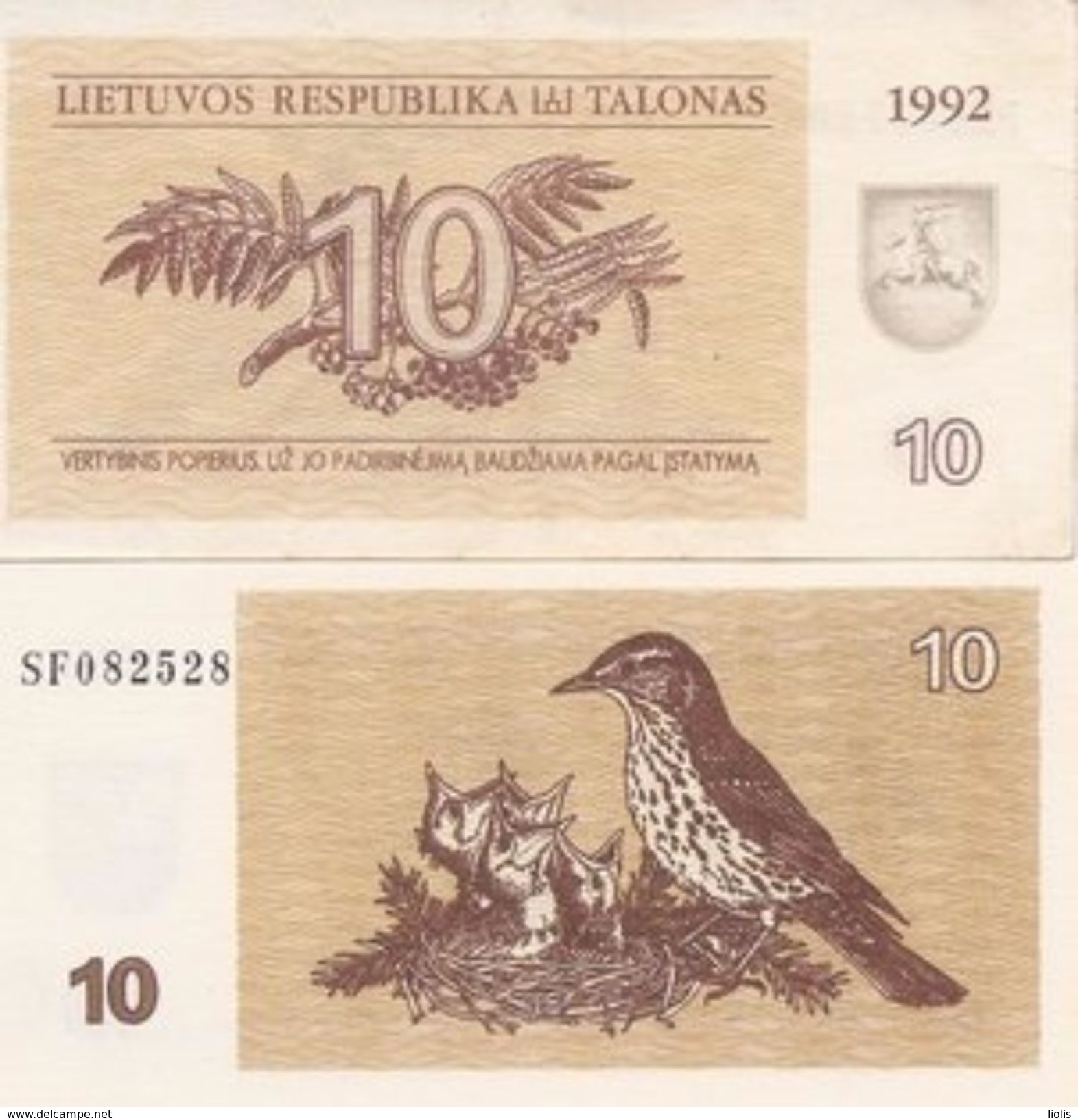 Lithuania P-40    10 Talonu 1992 UNC - Lituanie