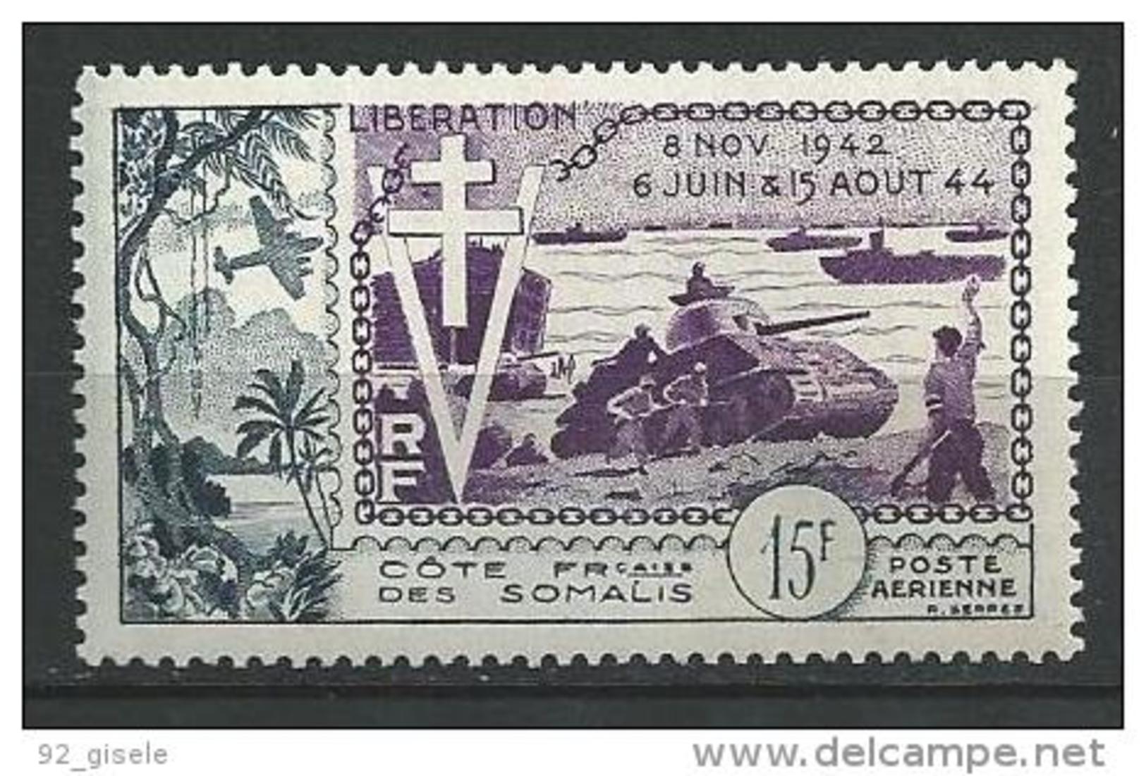 Cote Somalis Aerien YT 24 (PA) " Libération " 1954 Neuf** - Nuovi