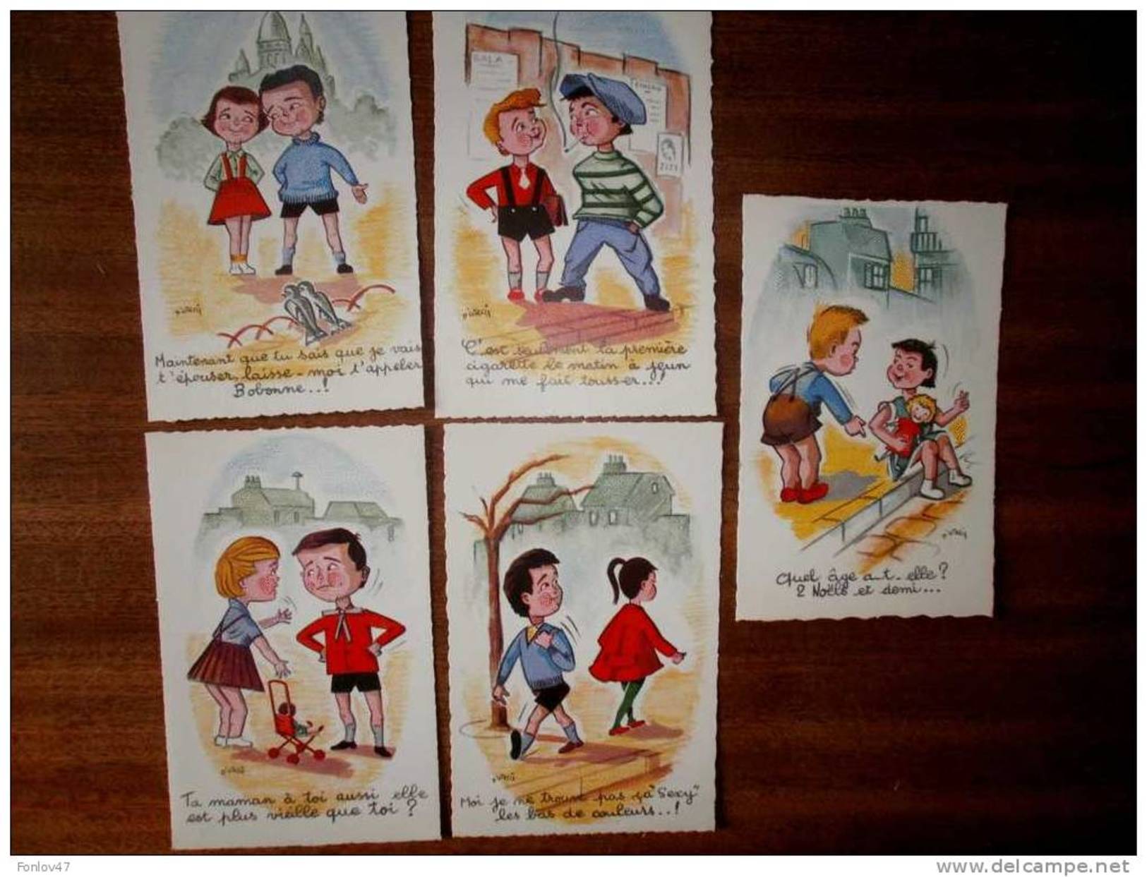 LOT DE 5 CARTES HUMOUR ENFANTS  D'UTREIX - Autres & Non Classés