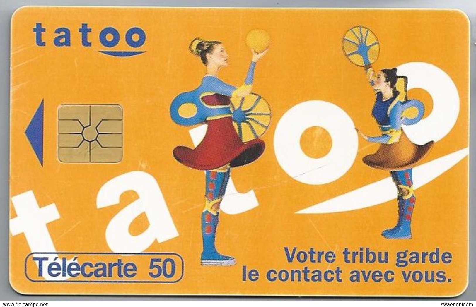 FR.- France Telecom Mobiles. Tatoo. Votre Tribu Garde Le Contact Avec Vous. Telecarte 50. 2 Scans - 1993