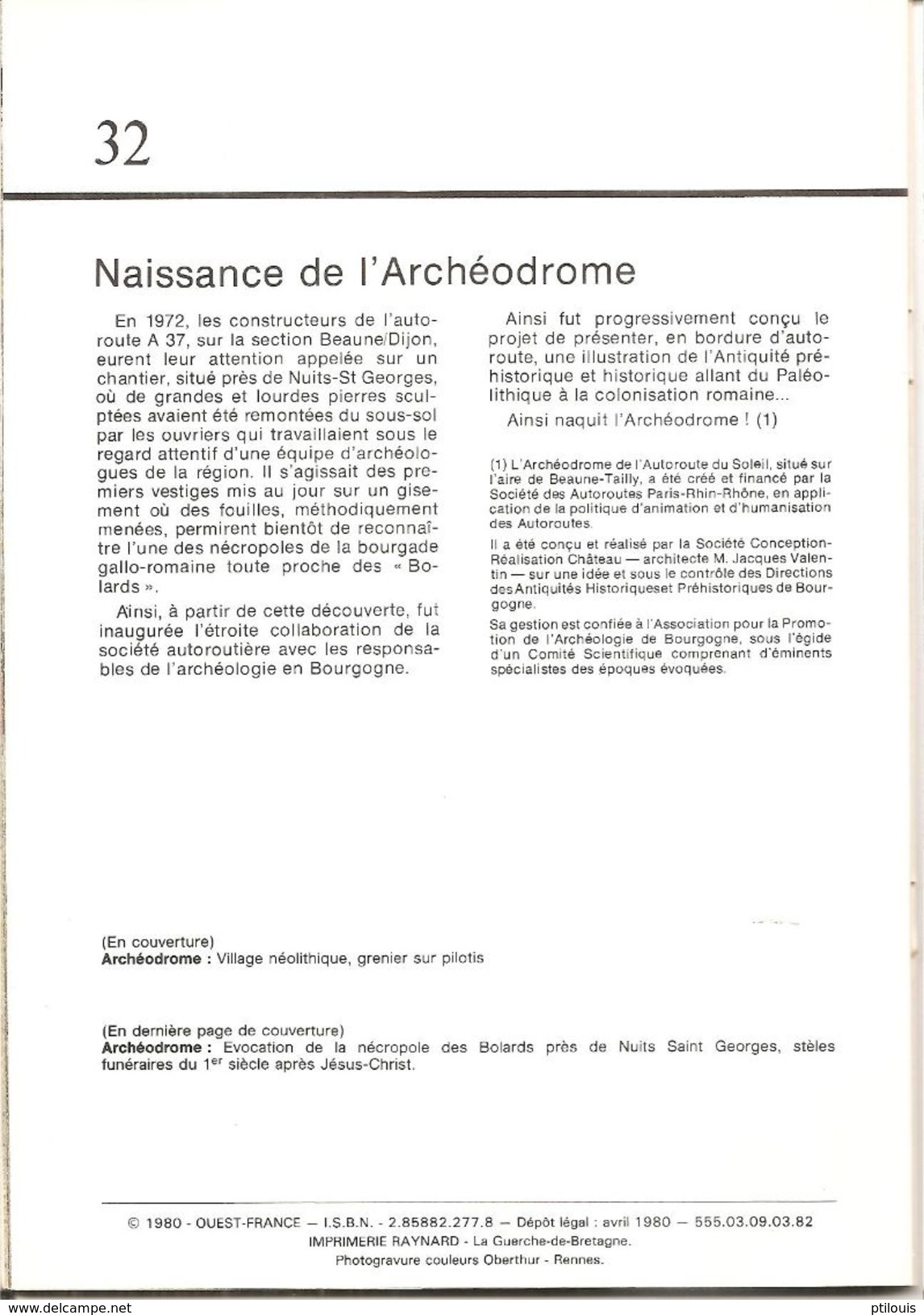 L'Archéodrome - (Bourgogne) - Charles RICKARD - (Edit. Ouest-France) - Livret De 1980 (Voir Sommaire En Scan) - Bourgogne