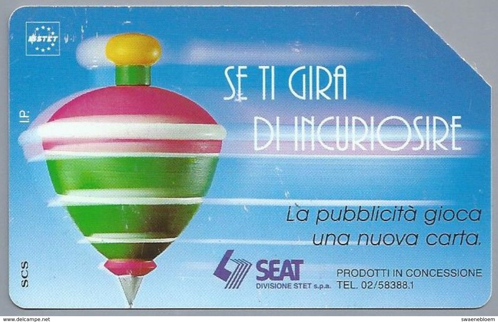 IT.- SIP. TELECOM ITALIA. CARTA TELEFONICA. LIRE 10.000. Se Ti Gira Di Incuriosire. SEAT. . 2 Scans - Public Advertising