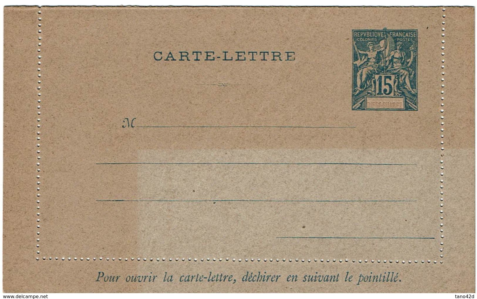 OBOCK CARTE LETTRE N°1 NEUVE PARTIELLEMENT DECOLOREE - Lettres & Documents
