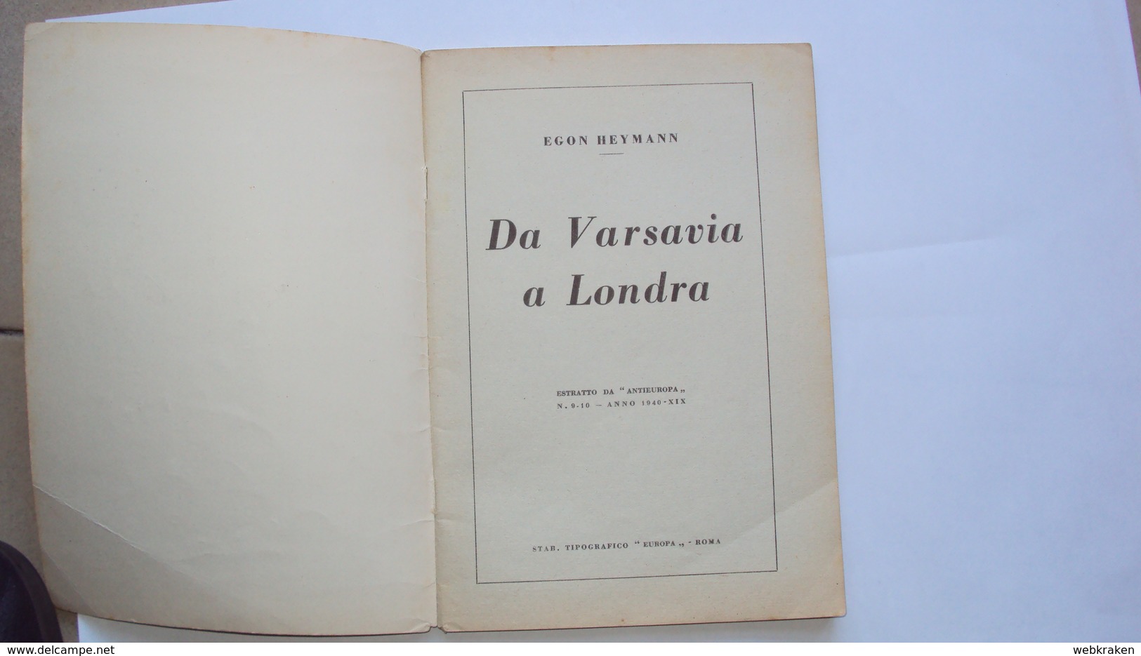 OPUSCOLO LIBRETTO 1940 DA VARSAVIA A LONDRA 2 GUERRA MONDIALE GERMANIA ITALIA POLONIA - A Identificar