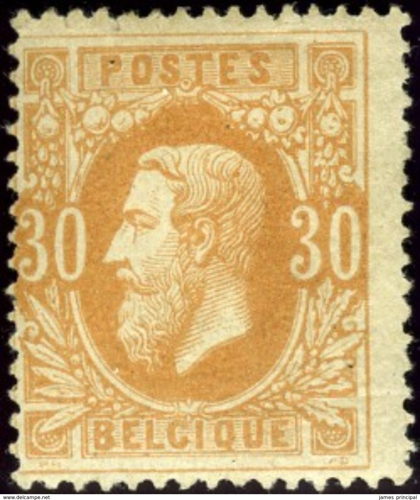 Belgium. Scott #34. Mint, OG. - 1869-1883 Leopold II.