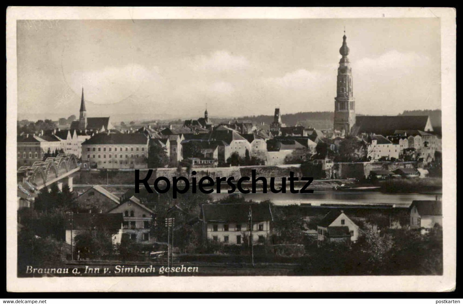 ALTE POSTKARTE BRAUNAU AM INN VON SIMBACH GESEHEN 1928 PANORAMA Cpa AK Ansichtskarte Postcard - Braunau