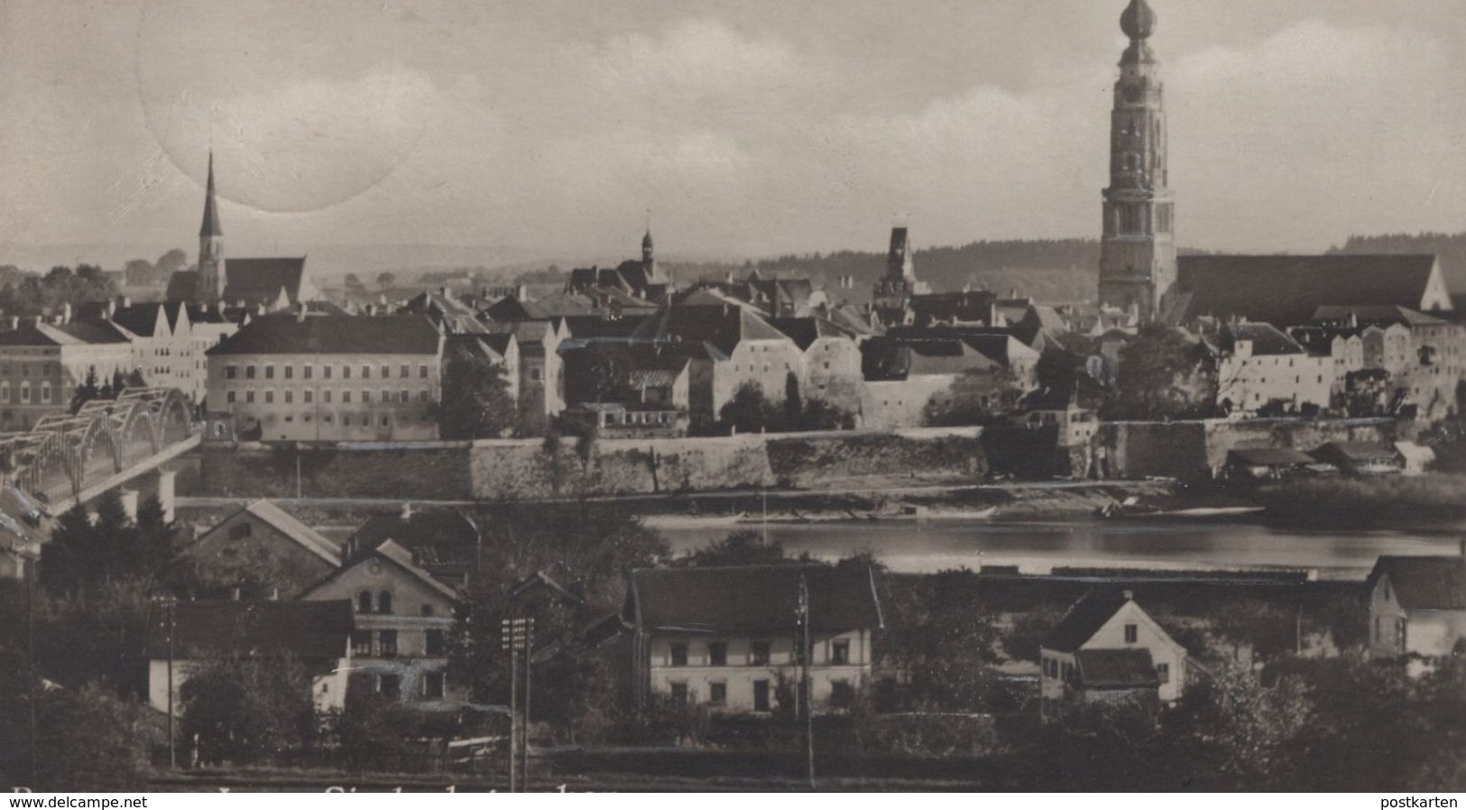 ALTE POSTKARTE BRAUNAU AM INN VON SIMBACH GESEHEN 1928 PANORAMA Cpa AK Ansichtskarte Postcard - Braunau