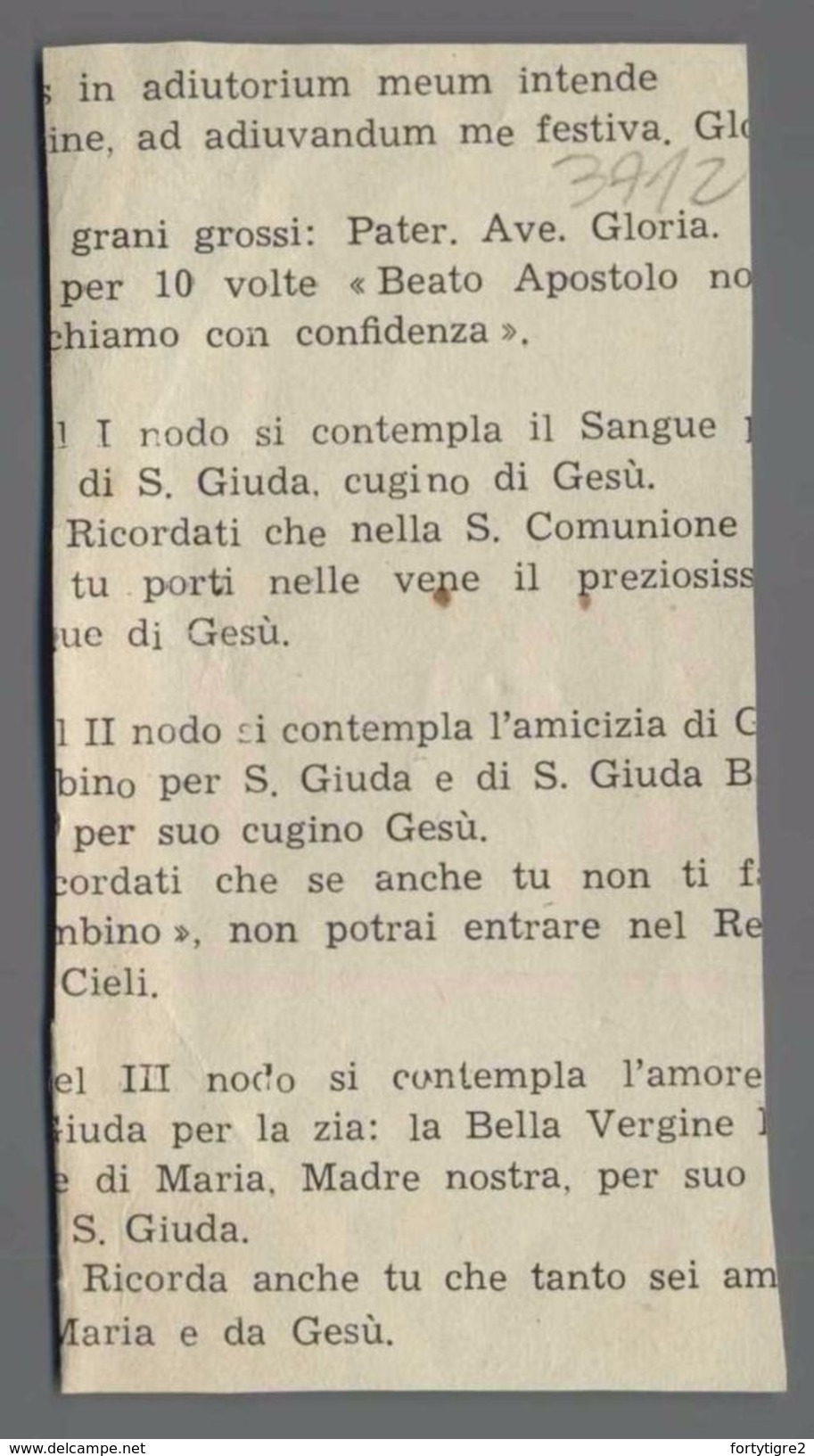 ES3712 ROSARIETTO A S. San GIUDA TADDEO APOSTOLO CUGINO DI GESU RITAGLIO Santino - Religion & Esotericism