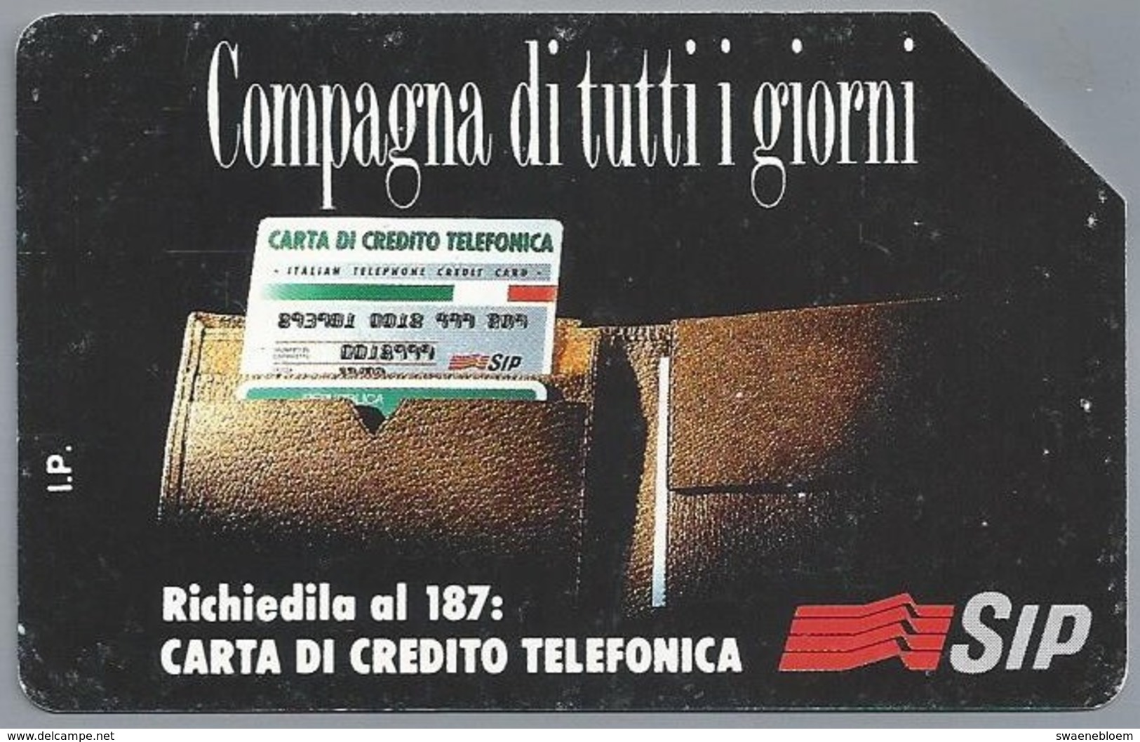 IT.- SIP. CARTA TELEFONICA. LIRE 10.000. Compagna Di Tutti Giorni, Richiedila Al 187: Carta Di Credito Telefonica 2 Scan - Openbare Reclame