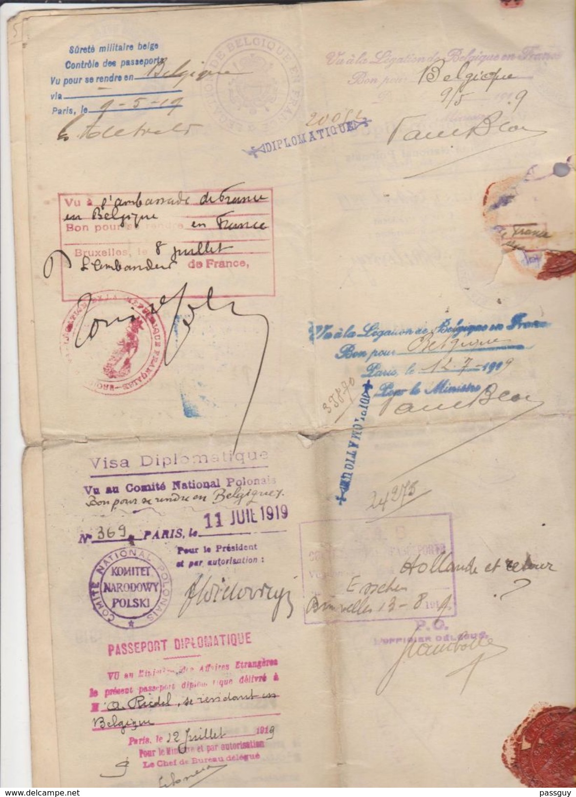 RARE : POLOGNE Passeport Diplomatique 1919 POLAND Diplomatic Passport – Diplomatenpaß