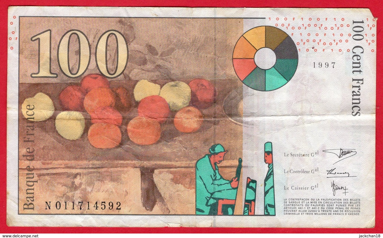 -- 100 FRANCS  PAUL CEZANNE  1997 - -- - 100 F 1997-1998 ''Cézanne''