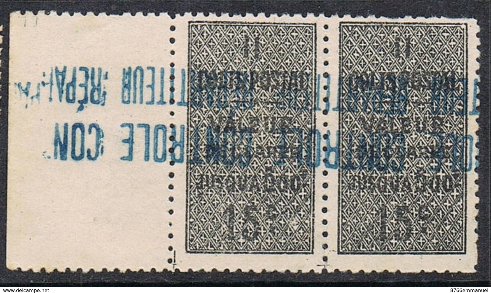 ALGERIE COLIS POSTAL N°8 N**  En Paire Variété Surcharge Bleue Renversée - Colis Postaux