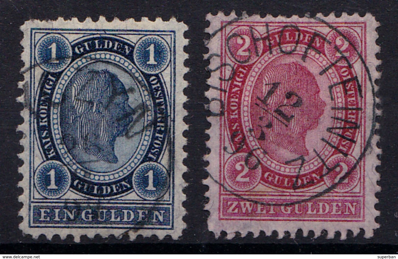 AUSTRIA / ÖSTERREICH - 1890 - 1 G & 2 G (Mi. 61 - 62) : LOT De 2 TIMBRES / BATCH Of 2 STAMPS (ab202) - Used Stamps