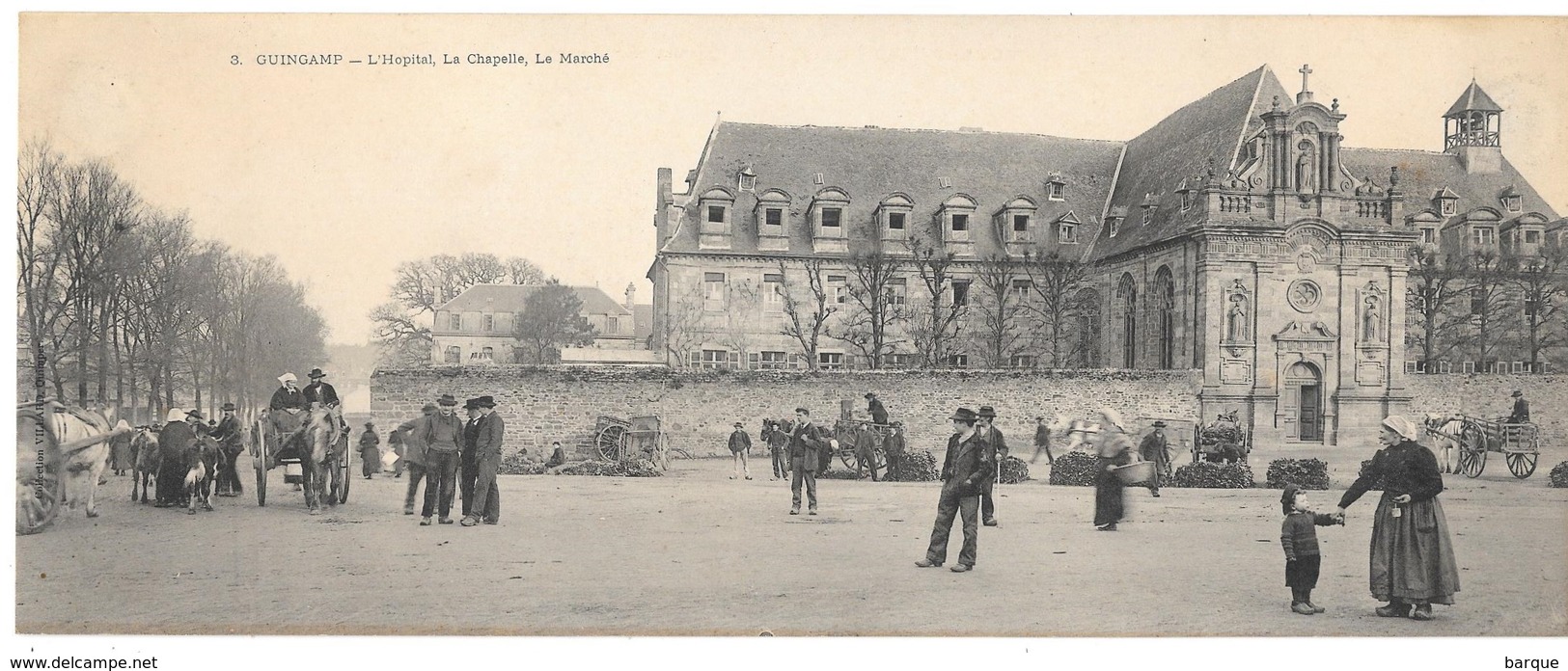 D22 . CPA GEANTE . GUINGAMP . L'HOPITAL - La CHAPELLE - Le MARCHE . TB Animation . - Guingamp