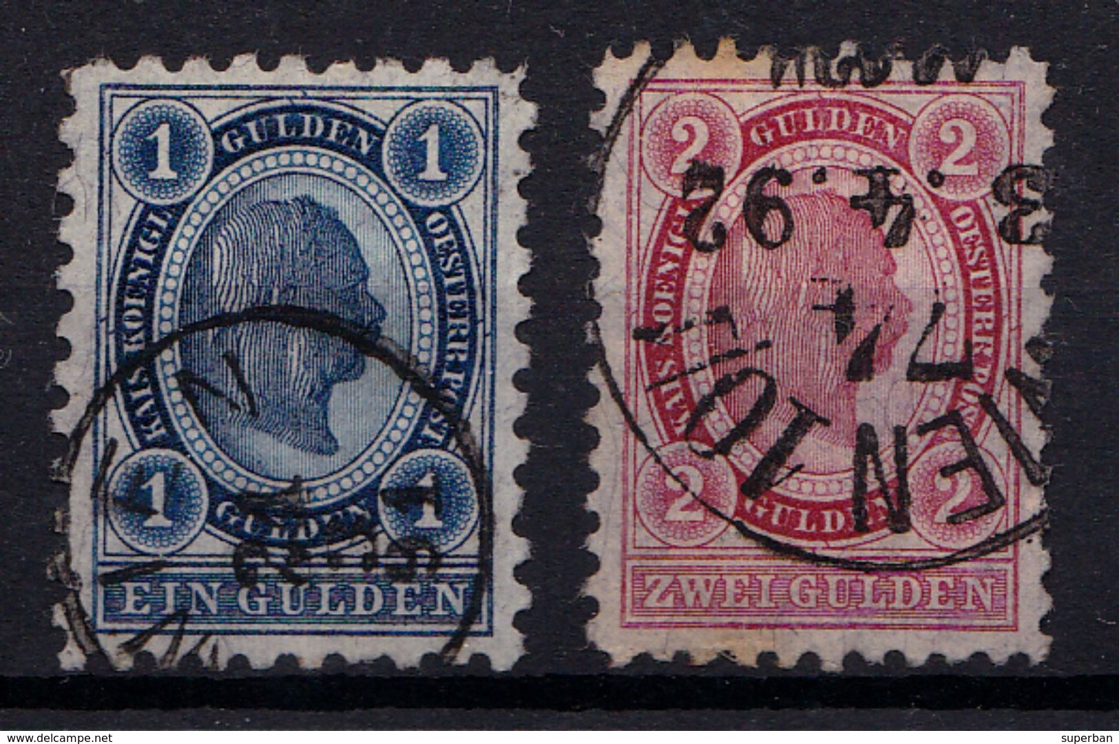 AUSTRIA / ÖSTERREICH - 1890 - 1 G & 2 G (Mi. 61 - 62) : LOT De 2 TIMBRES / BATCH Of 2 STAMPS (ab203) - Used Stamps