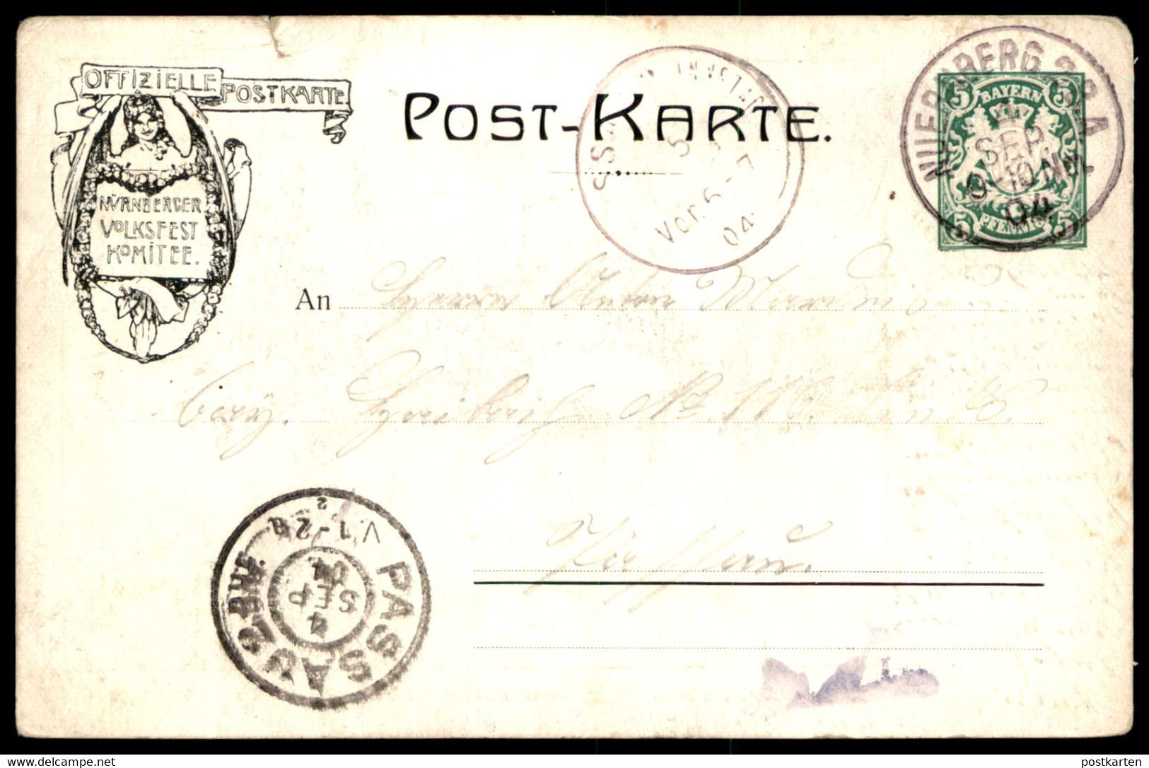 ALTE POSTKARTE NÜRNBERGER VOLKSFEST 1904 MOMENTAUFNAHME MIT BALLONAUFSTIEG UND FALLSCHIRMABSTURZ NÜRNBERG GANZSACHE AK - Paracadutismo