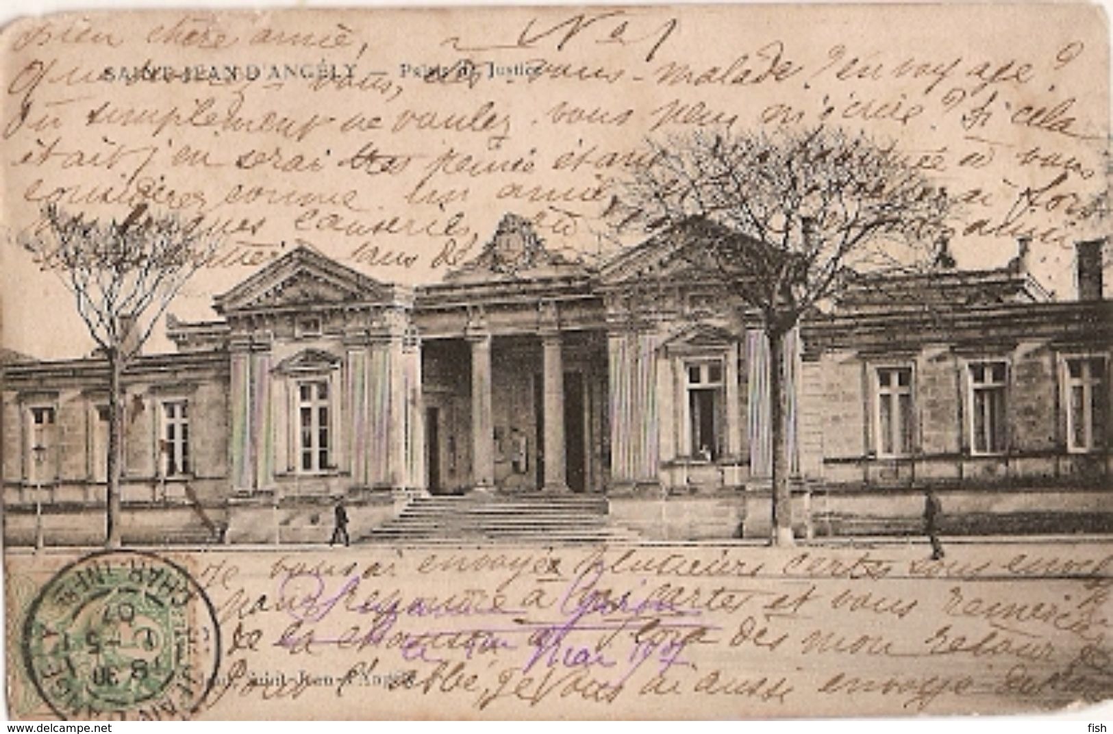 France &  Circulated,Saint-Jean-d'Angély, Palais De Justice 1907 (6888) - Monuments