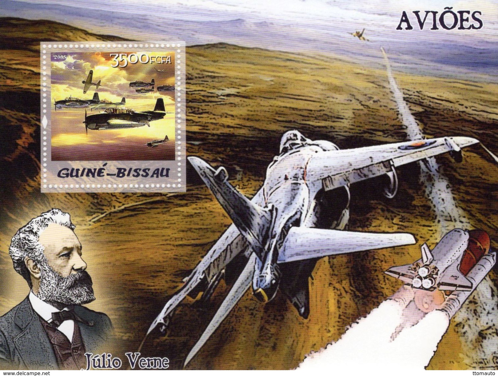 Guiné-Bissau  -  Avions  -  Jules Verne  -  1v MS Neuf/Mint MNH - Avions