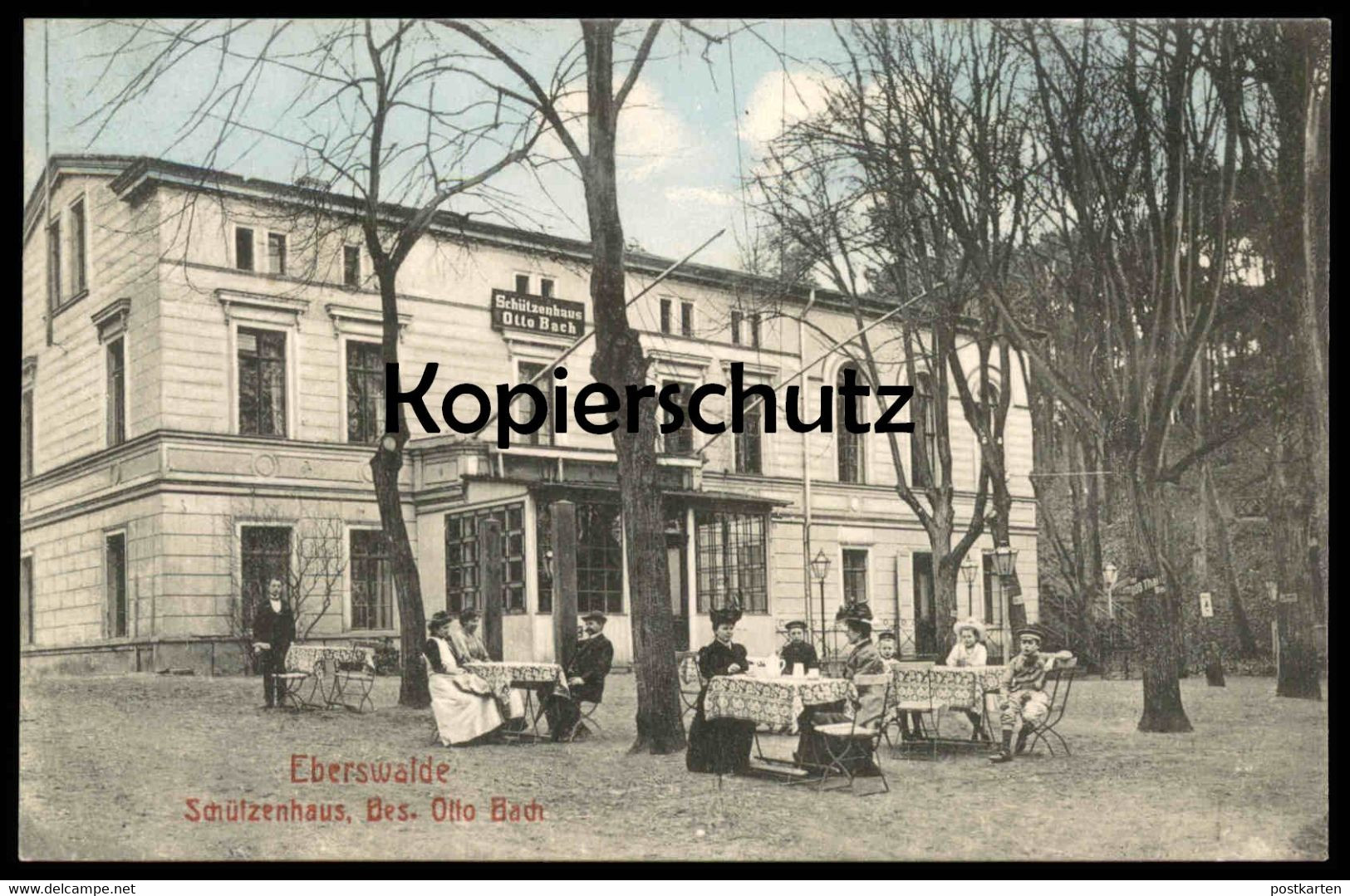 ALTE POSTKARTE EBERSWALDE SCHÜTZENHAUS BESITZER OTTO BACH DAMEN MIT HUT AK Ansichtskarte Cpa Postcard - Eberswalde