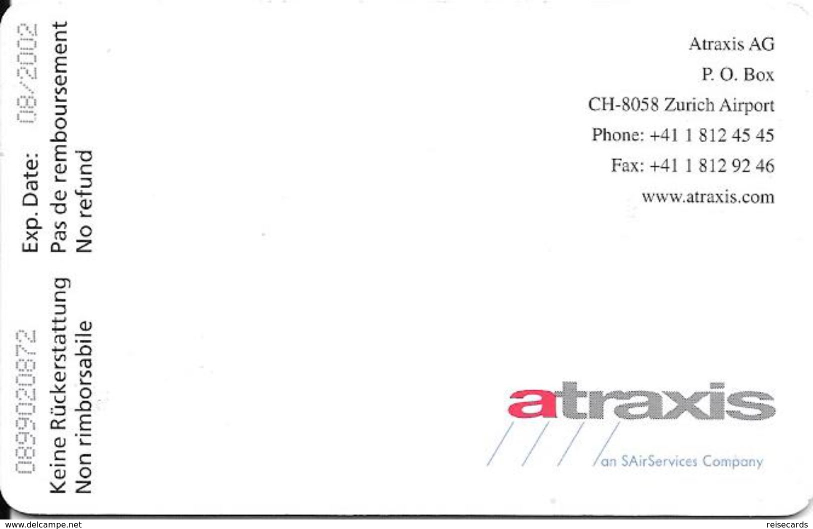 Swisscom: 08/99 Atraxis - An SAirServices Company - Schweiz