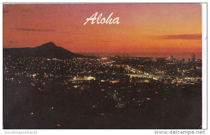 Hawaii Sunset Over Waikiki And Honolulu 1970 - Oahu