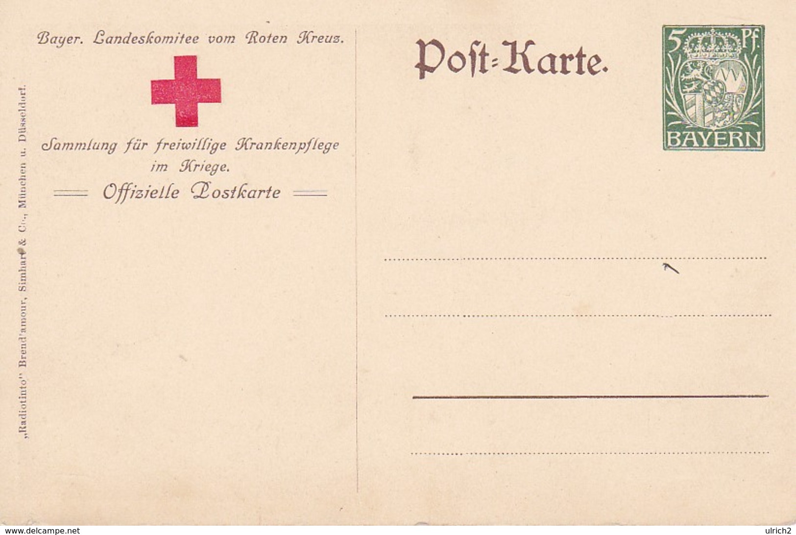 Postkarte Kaiser Wilhelm II. - Ganzsache Ungestempelt - Patriotika - Bayer. Rotes Kreuz - 1914 (31837) - Autres & Non Classés