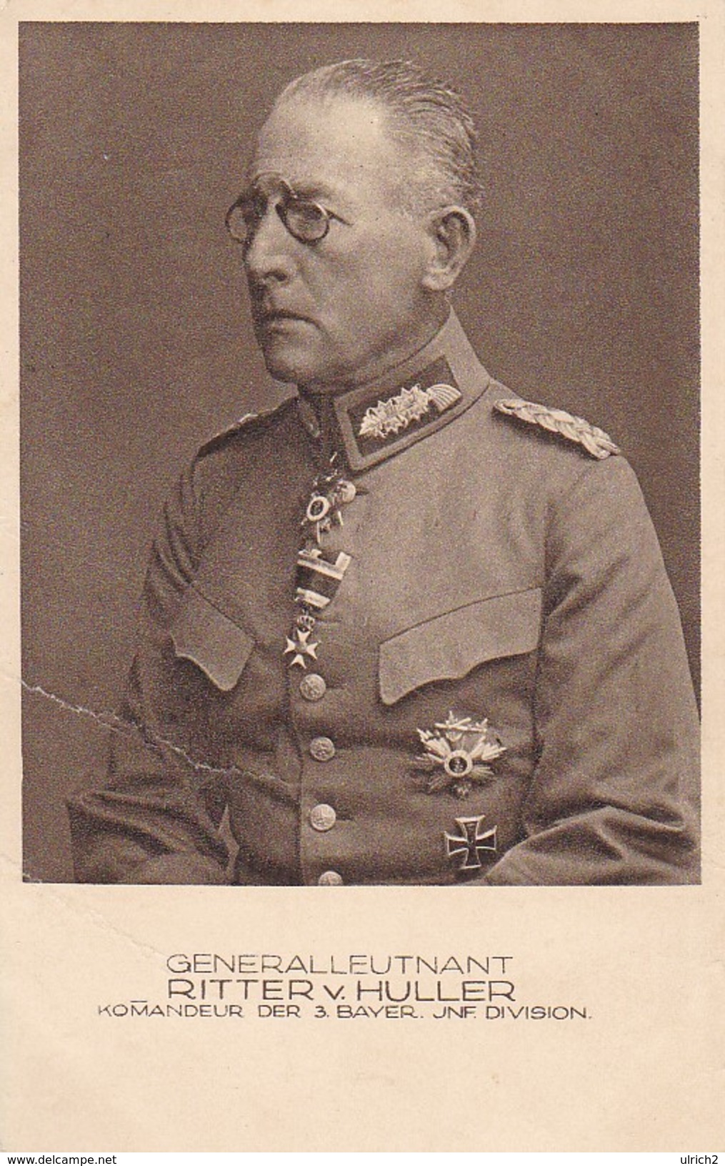 AK Generalleutnant Ritter V. Huller - Kmd. 3. Bayer. Inf. Div.- Feldpost 18. Bayer. Inf. Rgt. Stab 2. Batl. 2015 (31838) - Weltkrieg 1914-18