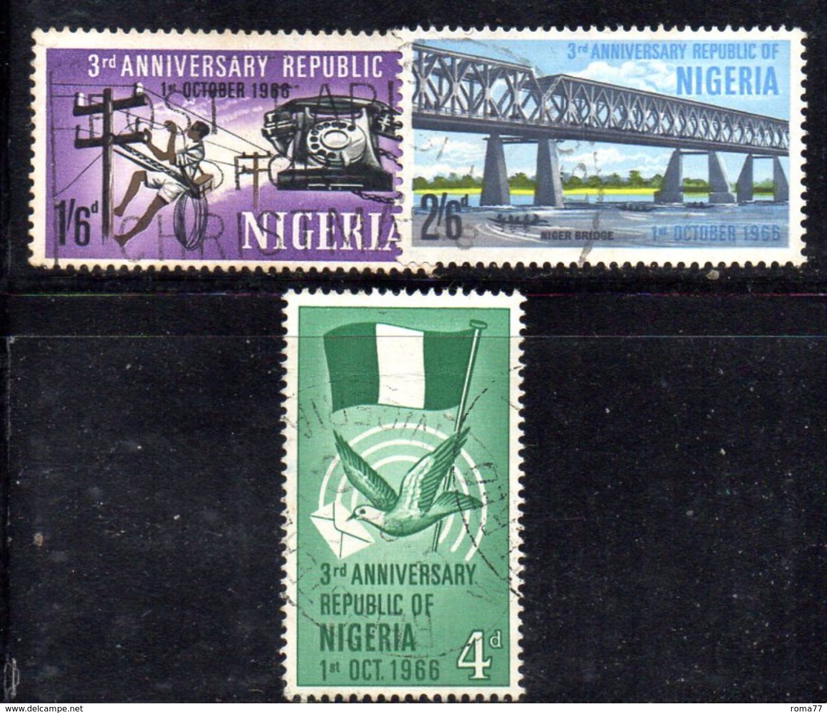 XP3722 - NIGERIA 1966 , Serie Yvert N. 197/199  Usata - Nigeria (1961-...)