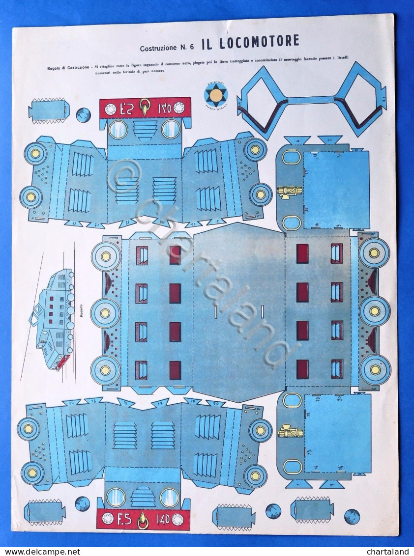 Gioco Vintage - Costruzione N° 6 Marca Stella - Il Locomotore - 1930 Ca. - Giocattoli Antichi