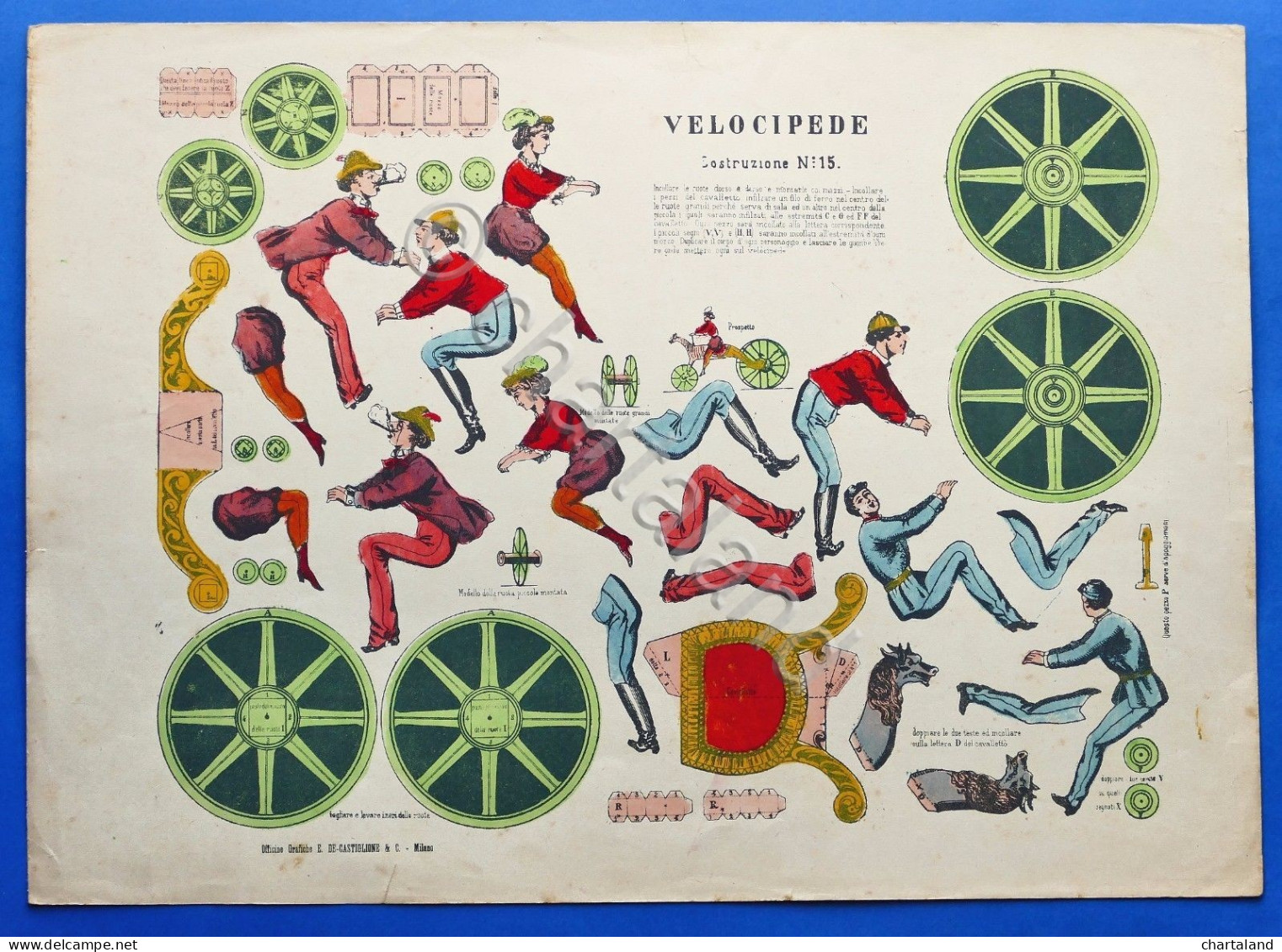 Gioco Vintage Costruzione N° 15 - Velocipede - De Castiglione - 1930 Ca. - Giocattoli Antichi