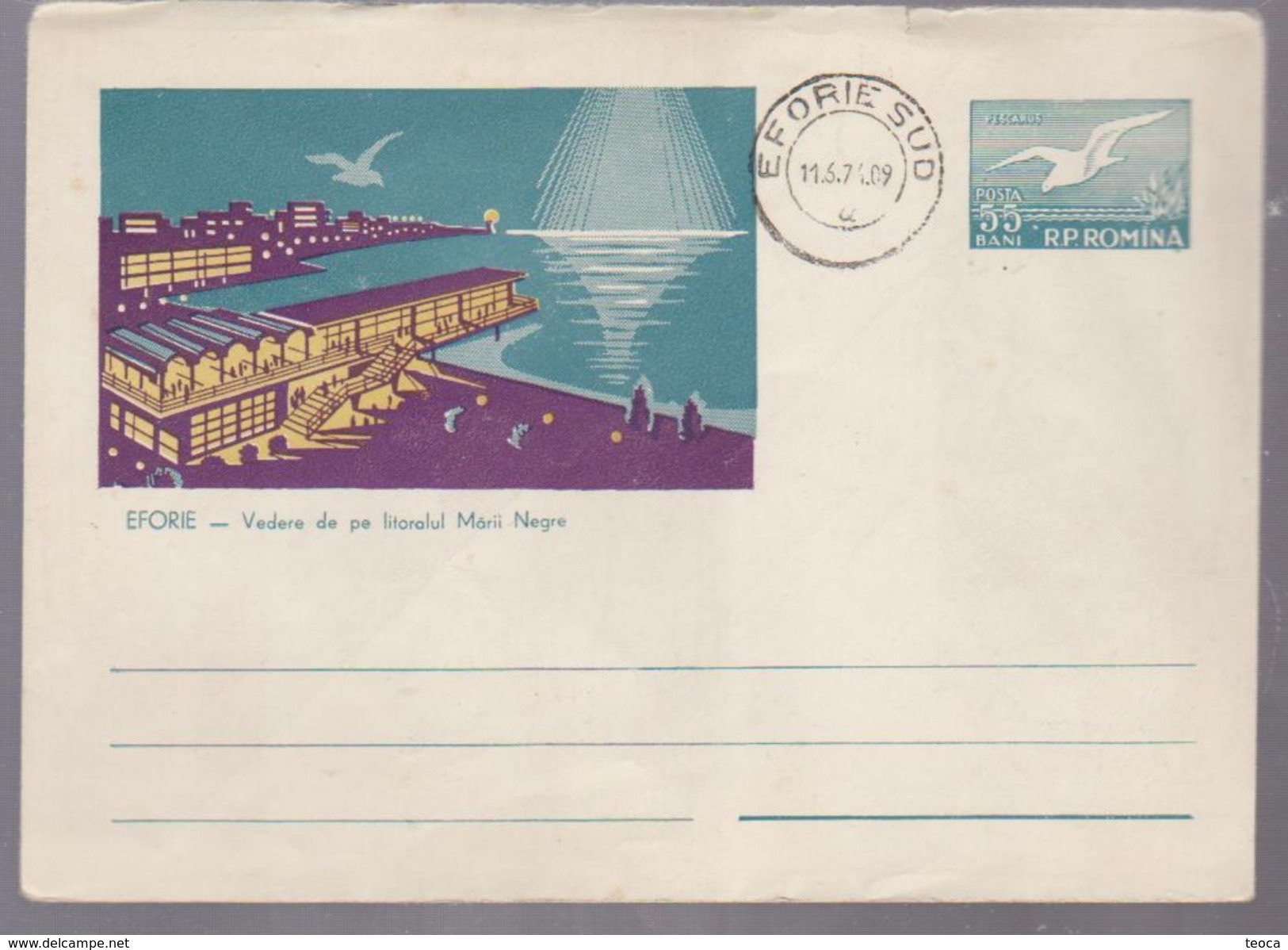 TOURISME, BEACHES  LANDSCAPE, EFORIE, COVER STATIONERY ROMANIA 1961, EFORIE ,VIEW FROM The BLACK SEA - Storia Postale