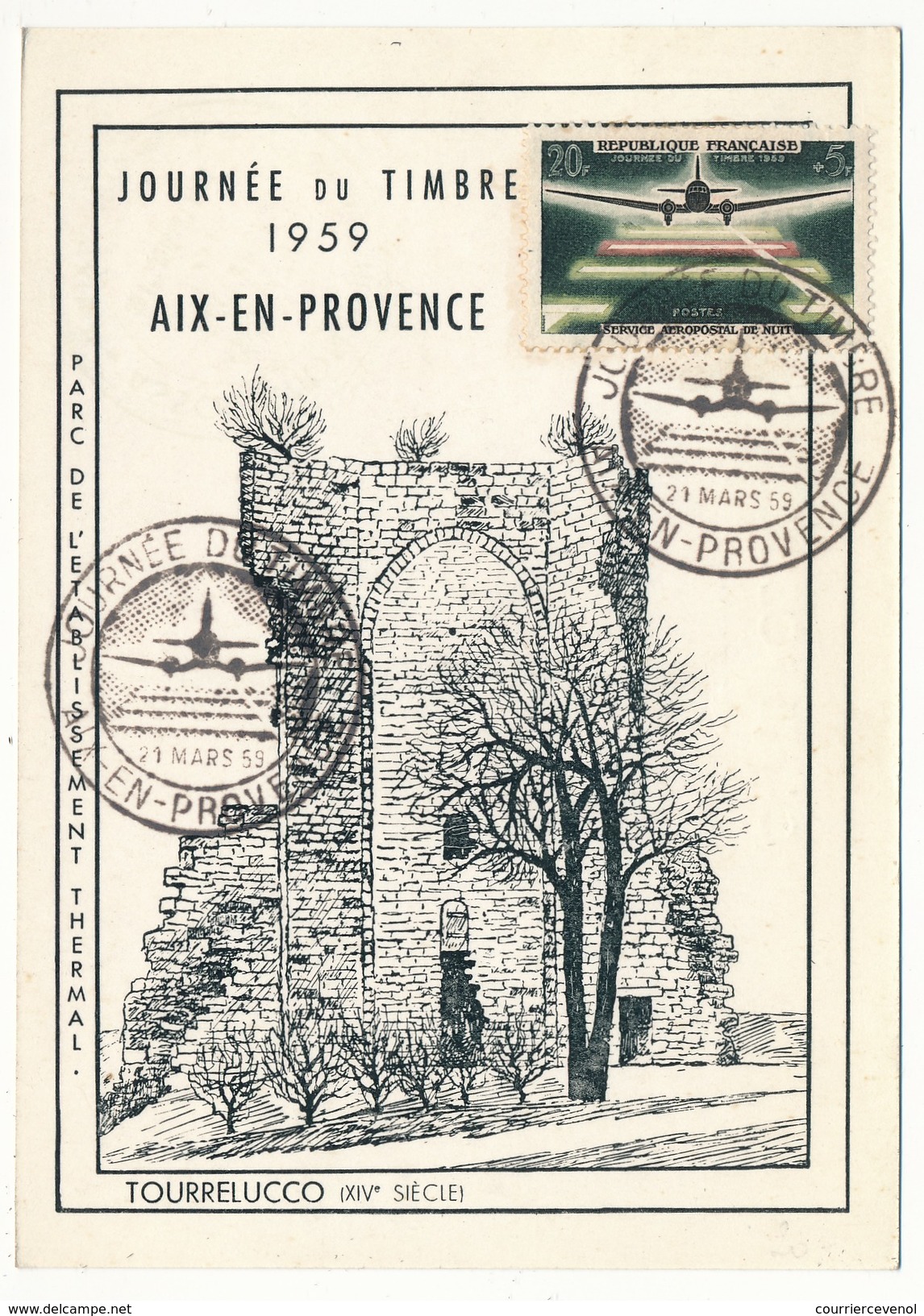 FRANCE => Carte Locale "Journée Du Timbre" 1959 - AIX EN PROVENCE - Aéropostale De Nuit - Storia Postale